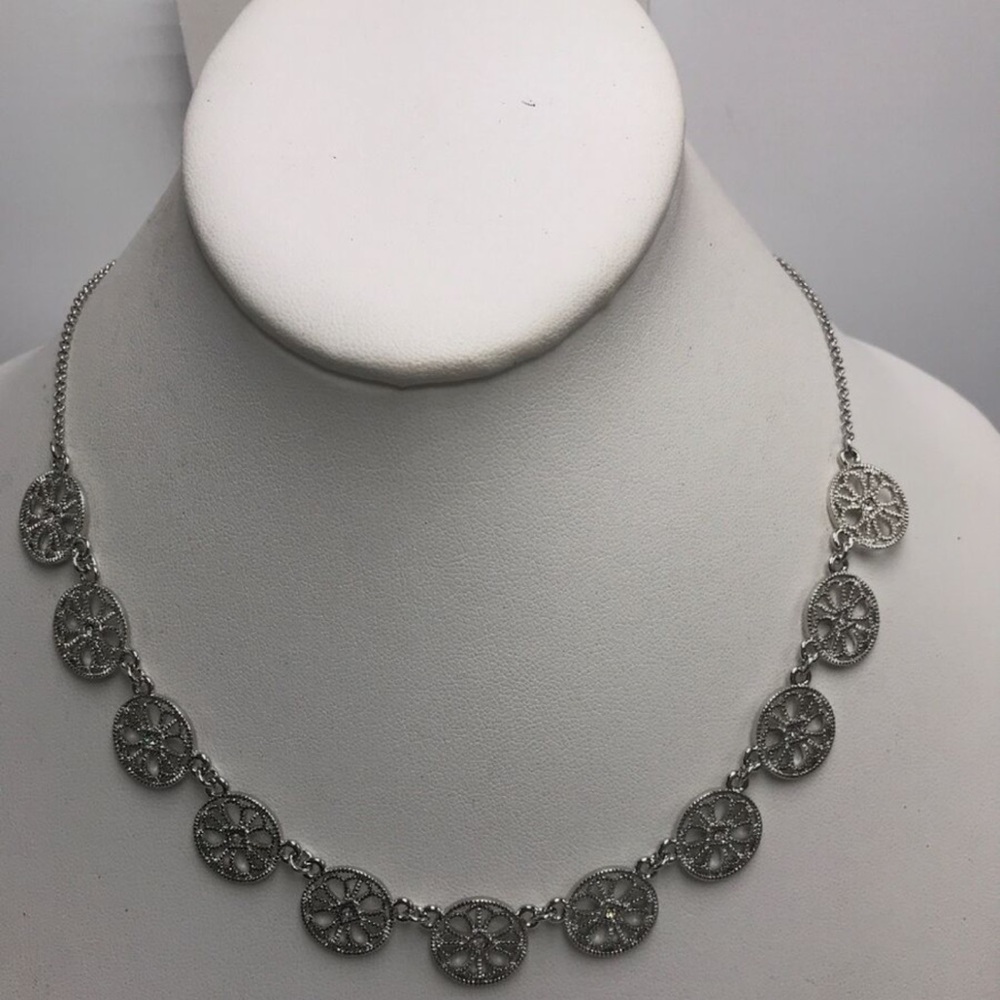 Ann Taylor LOFT Silver-Tone Filigree Medallions Necklace